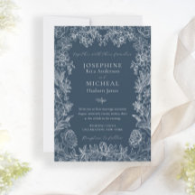 Navy Blue Botanical Floral Elegant