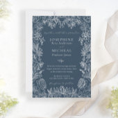 Navy Blue Botanical Floral Elegant Kaart