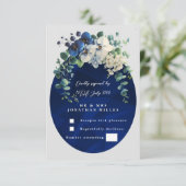 Navy Blue Botanical Floral Wedding RSVP (Staand voorkant)