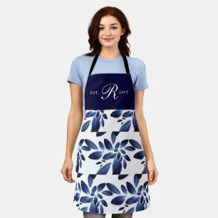 Navy Blue Botanical Foliage Monogramed Schort