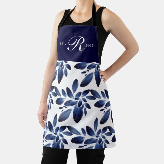 Navy Blue Botanical Foliage Monogramed Schort (Insitu)