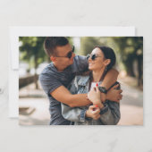 Navy Blue Botanical Greenery Photo Wedding Kaart (Achterkant)