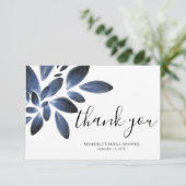 Navy Blue Botanical Vrijgezellenfeest Bedankkaart (Staand voorkant)