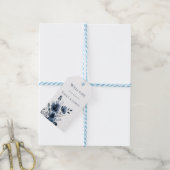 Navy Blue Botanical Wedding Cadeaulabel (Met Touw)