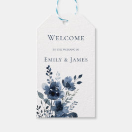 Navy Blue Botanical Wedding Cadeaulabel