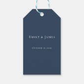 Navy Blue Botanical Wedding Cadeaulabel (Achterkant)