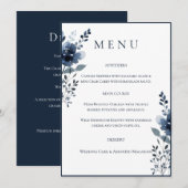 Navy Blue Botanical Wedding Menu (Voorkant / Achterkant)