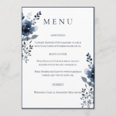 Navy Blue Botanical Wedding Menu (Voorkant)