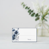 Navy Blue Botanical Wedding Plaatskaartje (Staand voorkant)