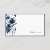 Navy Blue Botanical Wedding Plaatskaartje (Voorkant)