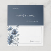 Navy Blue Botanical Wedding Plaatskaartje (Buitenkant ongevouwen)