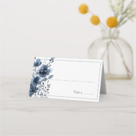 Navy Blue Botanical Wedding Plaatskaartje