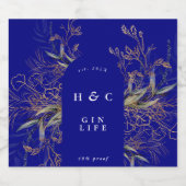 Navy Blue Botanicals Gold Eucalyptus Gin Arch Likeurfles Etiket (Enkel label)