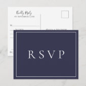 Navy Blue Botanische Bruiloft RSVP Song Aanvraag Uitnodiging Briefkaart (Voorkant / Achterkant)