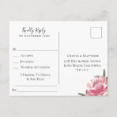 Navy Blue Botanische Bruiloft RSVP Song Aanvraag Uitnodiging Briefkaart (Achterkant)