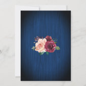 Navy Blue Bourgogne Blush Bloemen Mason Jar Weddin Kaart (Achterkant)
