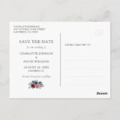Navy Blue Bourgogne Blush Roze Bloemen Huwelijksfo Briefkaart (Achterkant)