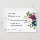 Navy Blue, Bourgogne en White Floral no Meal RSVP (Voorkant)