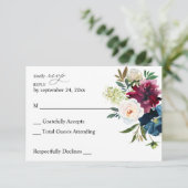 Navy Blue, Bourgogne en White Floral no Meal RSVP (Staand voorkant)