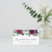 Navy Blue Bourgogne Waterverf Bloemen Visitekaartje (Staand voorkant)