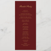 Navy Blue Bourgogne Wedding Programma Programmakaart (Achterkant)