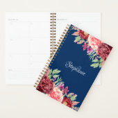 Navy Blue Bourgondië Blush Floral gepersonaliseerd Planner (Display)