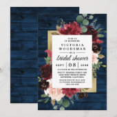 Navy Blue Bourgondië Blush Goud Rustiek Vrijgezell Kaart (Voorkant / Achterkant)