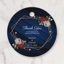 Navy Blue Bourgondië Floral bruiloft dank u