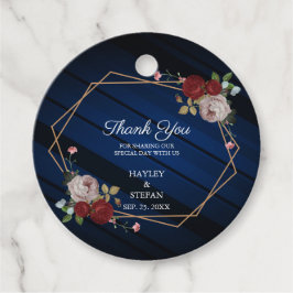 Navy Blue Bourgondië Floral bruiloft dank u Bedankjes Labels