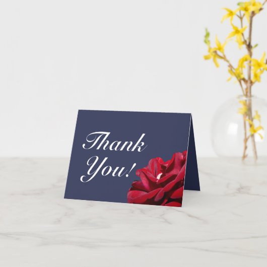 Navy Blue Bourgondië Floral bruiloft dank u Kaart (Gele Bloem)