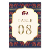 Navy Blue Bourgondië Gold Elephant Indian Wedding Kaart (Achterkant)