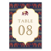Navy Blue Bourgondië Gold Elephant Indian Wedding Kaart (Voorkant)