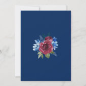 Navy Blue Bourgondië Goud Bloemen Vrijgezellenfees Kaart (Achterkant)