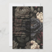 Navy Blue & Bourgondië Moody Bloemen met Details Kaart (Achterkant)