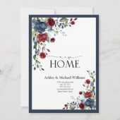 Navy Blue Bourgondië Nieuwe Home Verhuisaankondigi Feestdagenkaart (Voorkant)