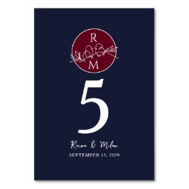 Navy Blue Bourgondische bruiloft Kaart