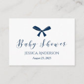 Navy Blue Bow Baby Naam Suggestie Douche Spel Informatiekaartje (Achterkant)