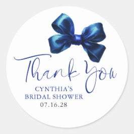 Navy Blue Bow Favors Bridal Shower Thank You  Ronde Sticker