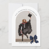 Navy Blue Bow met Gouden Glitter Afstudeerder Arch Kaart (Achterkant)