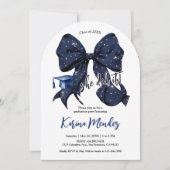 Navy Blue Bow met Gouden Glitter Afstudeerder Arch Kaart (Voorkant)