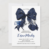 Navy Blue Bow met Gouden Glitter Afstudeerder Kaart (Voorkant)