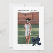 Navy Blue Bow met Gouden Glitter Afstudeerder Kaart (Achterkant)