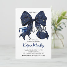 Navy Blue Bow met Gouden Glitter Afstudeerder