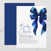 Navy Blue Bow Modern Schattige Baby Boy Baby showe Kaart (Voorkant / Achterkant)
