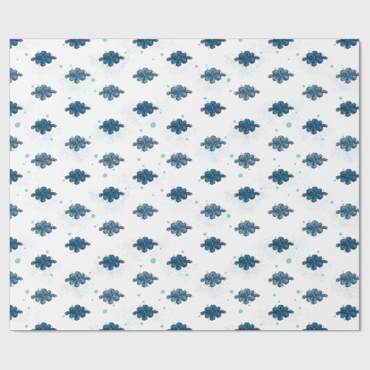 Navy Blue Bow Pattern Glossy Wrapping Paper Cadeaupapier (Vlak)