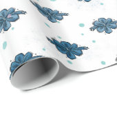 Navy Blue Bow Pattern Glossy Wrapping Paper Cadeaupapier (Rol Hoek)