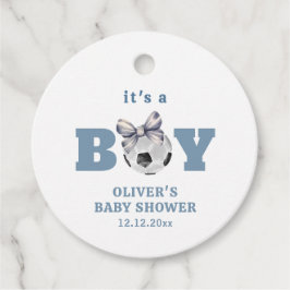 Navy Blue Bow Soccer Boy Thank You Baby Shower Bedankjes Labels