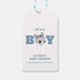 Navy Blue Bow Soccer Boy Thank You Baby Shower Cadeaulabel