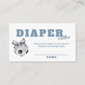 Navy Blue Bow Soccer Diaper Raffle Baby Shower Informatiekaartje (Voorkant)