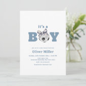 Navy Blue Bow Soccer Sport Baby Shower Kaart (Staand voorkant)